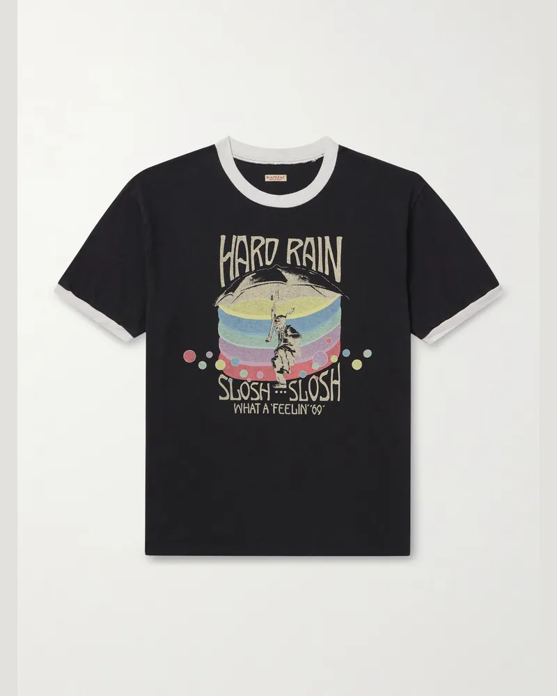 KAPITAL Hard Rain Sundance Printed Cotton-Jersey T-Shirt Black