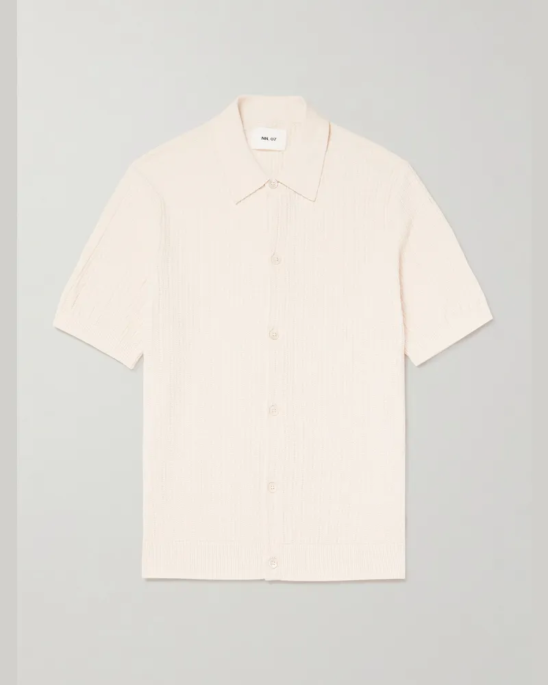 NN 07 Nolan 6695 Textured-Knit Organic Cotton Shirt Neutrals