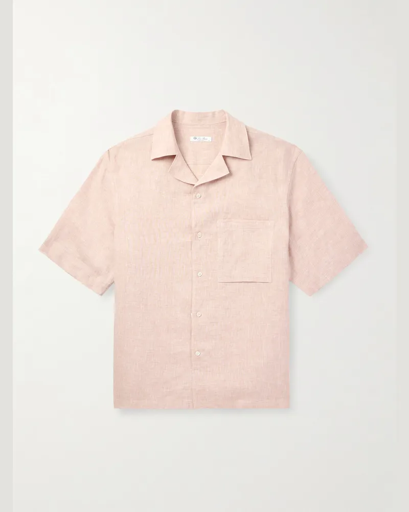 Loro Piana Federico Hemd aus Leinen mit Reverskragen Orange
