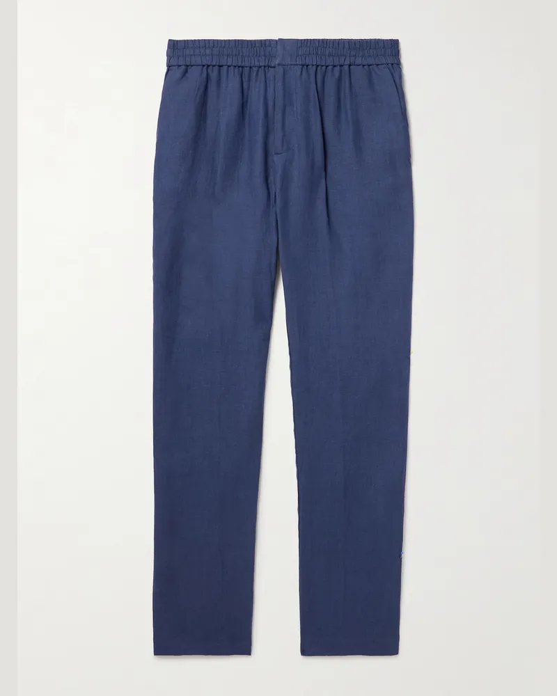 Sunspel Schmal und gerade geschnittene Hose aus Leinen Blau