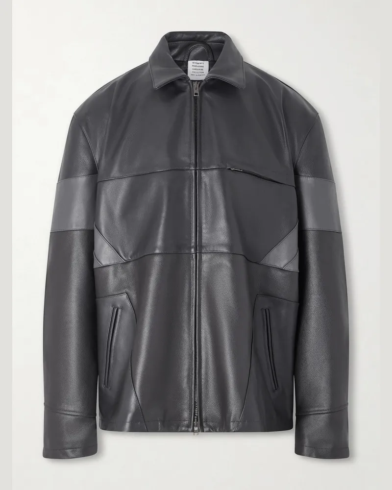 VETEMENTS Cut-Up Oversized Patchwork Leather Jacket Black