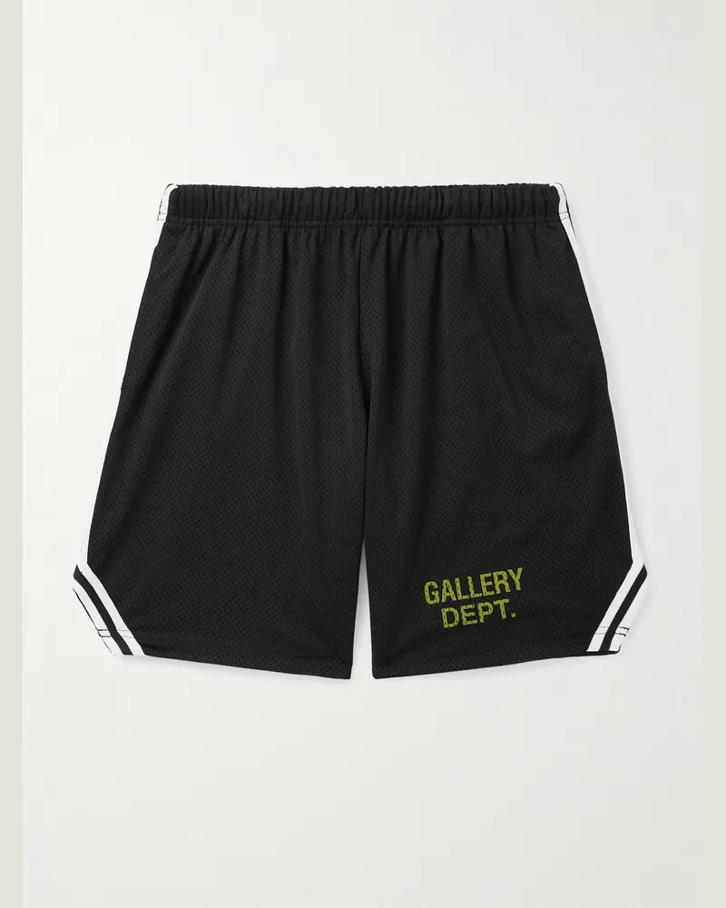GALLERY DEPT. Venice Court Wide-Leg Logo-Print Webbing-Trimmed Mesh Shorts Black