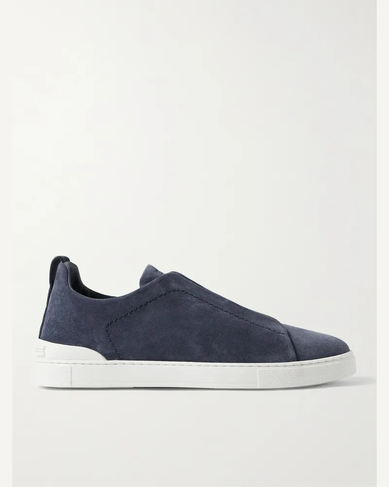 Ermenegildo Zegna Triple Stitch™ Slip-ons aus Veloursleder Blau