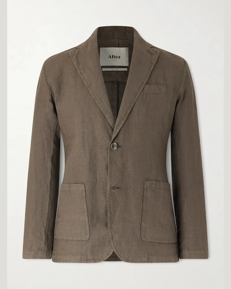 Altea Aaron Garment-Dyed Linen Blazer Green