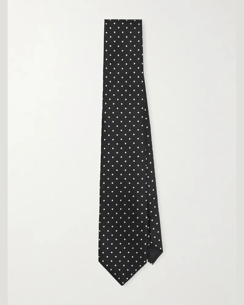 Tom Ford 8cm Polka-Dot Embroidered Silk Tie Black