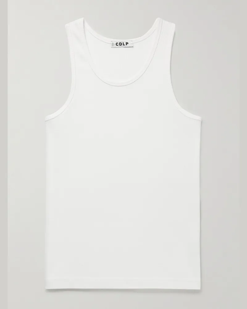 CDLP Ribbed Stretch Lyocell and Cotton-Blend Tank Top White