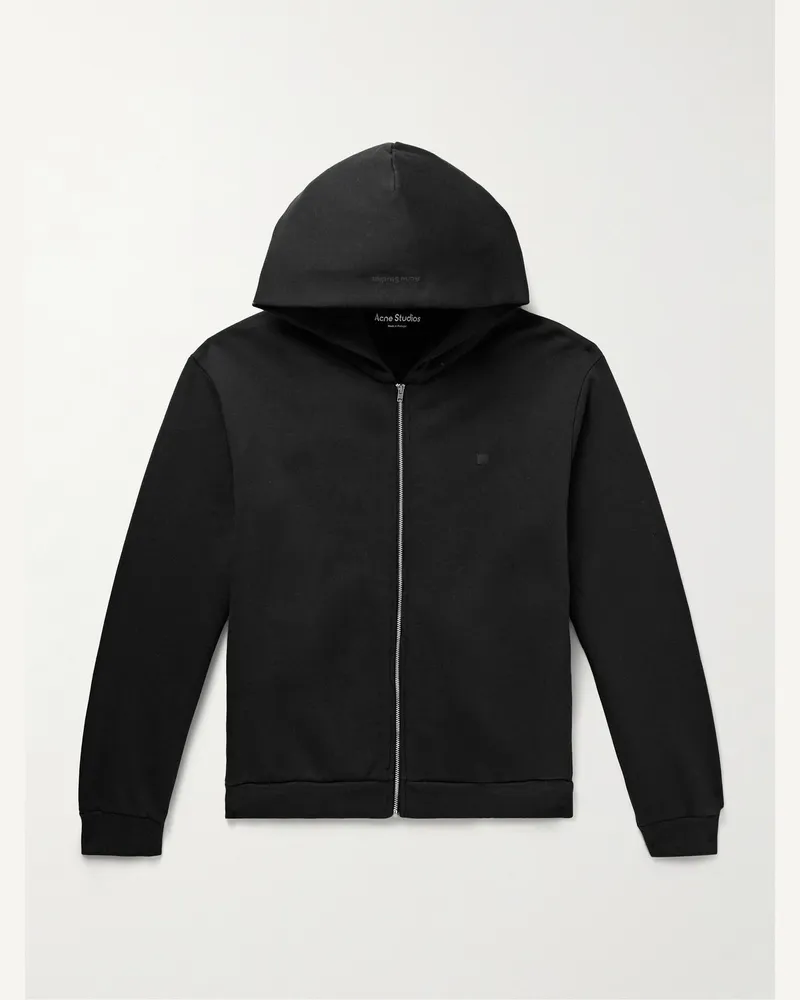 Acne Studios Fupiter Kapuzenjacke aus Baumwoll-Jersey mit Reißverschluss und Logoapplikation Schwarz