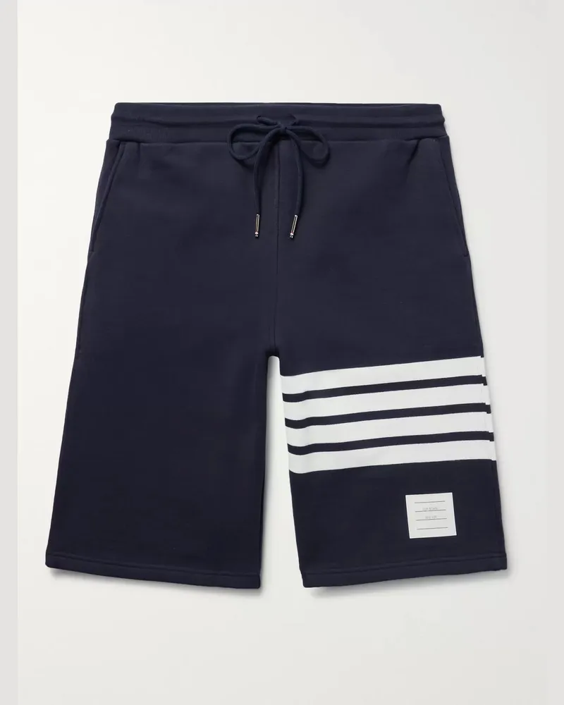 Thom Browne Shorts aus Baumwoll-Jersey mit Frotteeschlingen an der Innenseite und Streifen Blau