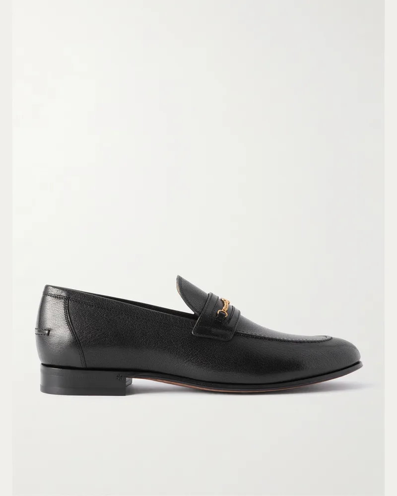 Valentino Garavani Loafers aus vollnarbigem Leder mit Logoverzierung Schwarz