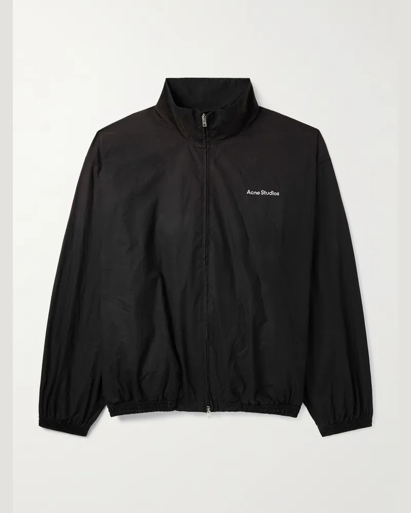 Acne Studios Olando Jacke aus Baumwollpopeline mit Logoprint Schwarz
