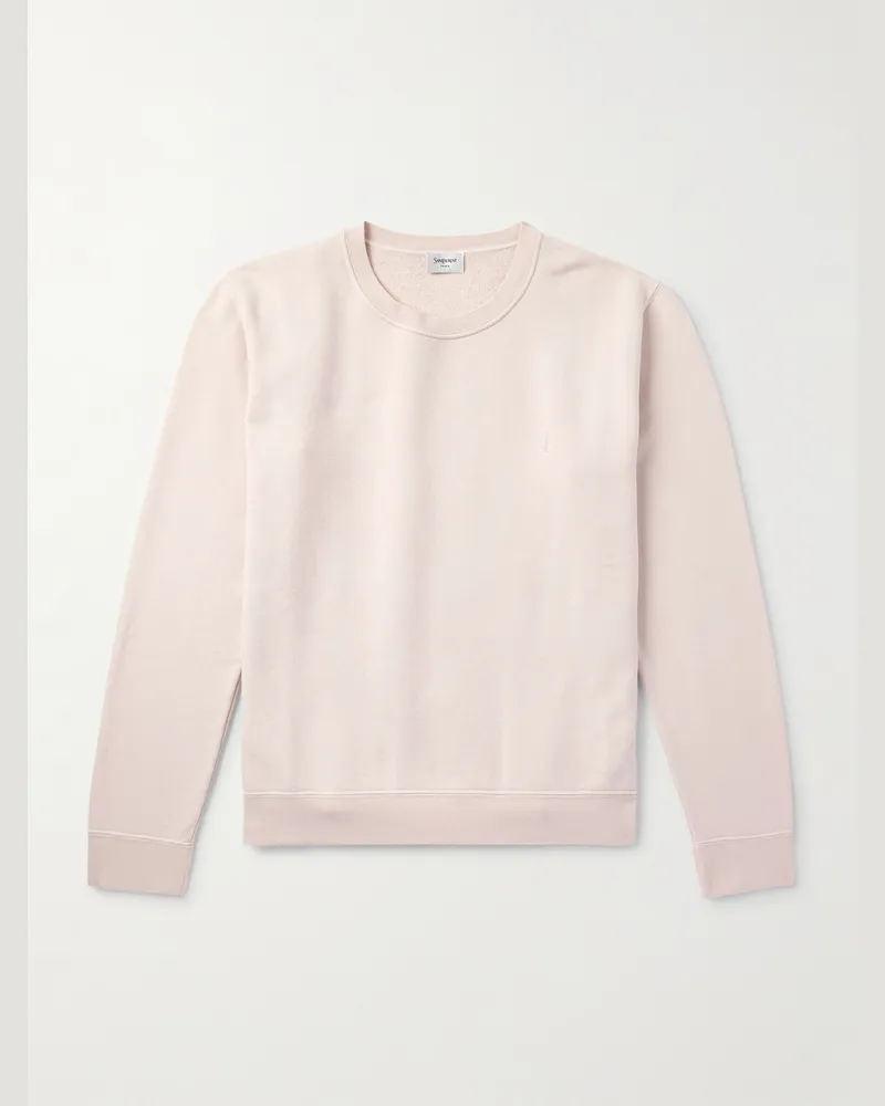 Saint Laurent Sweatshirt aus Baumwoll-Jersey mit Logostickerei Pink