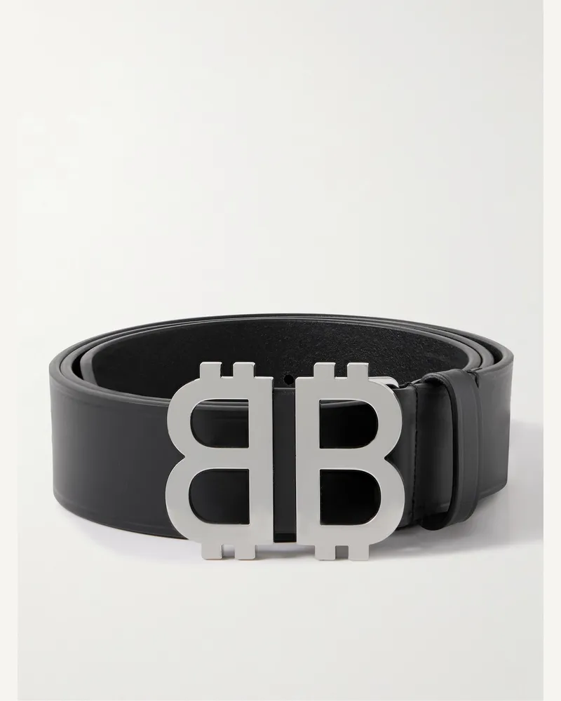 Balenciaga BB Crypto Gürtel aus Leder mit Logoverzierung, 3,5 cm Schwarz