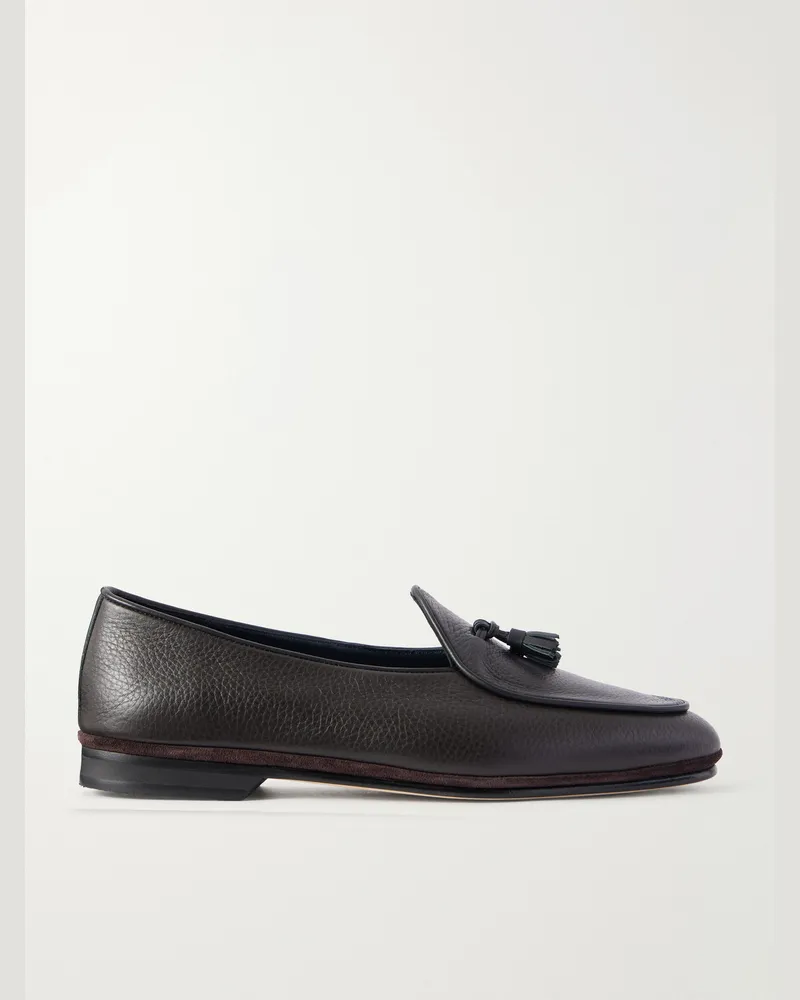 Rubinacci Marfy Tasseled Full-Grain Leather Loafers Brown