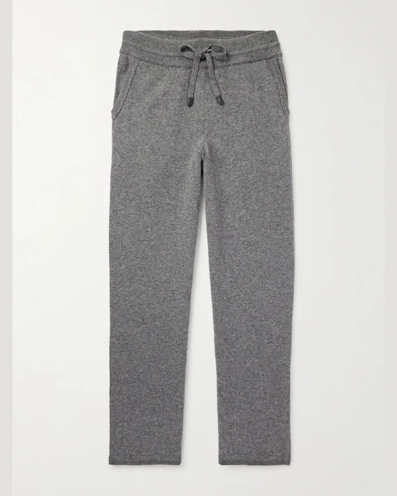 Canali Tapered Wool and Cashmere-Blend Sweatpants Gray