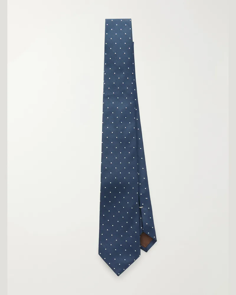 Canali 8cm Polka-Dot Silk-Twill Tie Blue