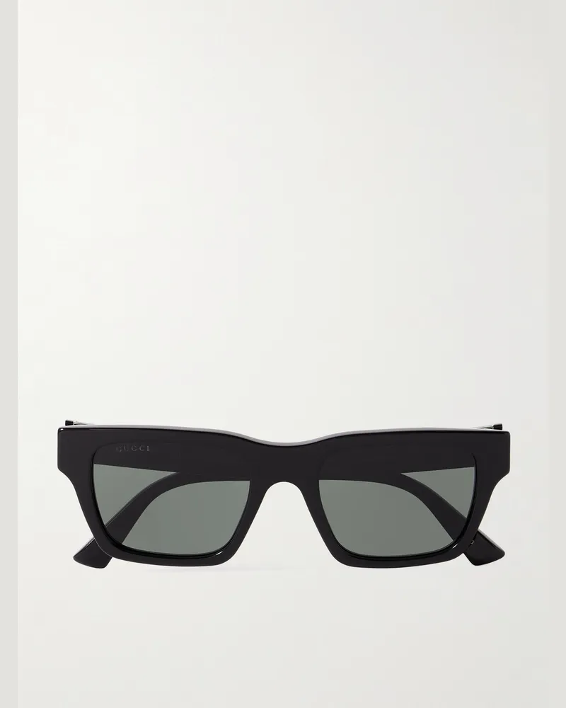 Gucci Sonnenbrille mit eckigem Rahmen aus recyceltem Azetat Schwarz