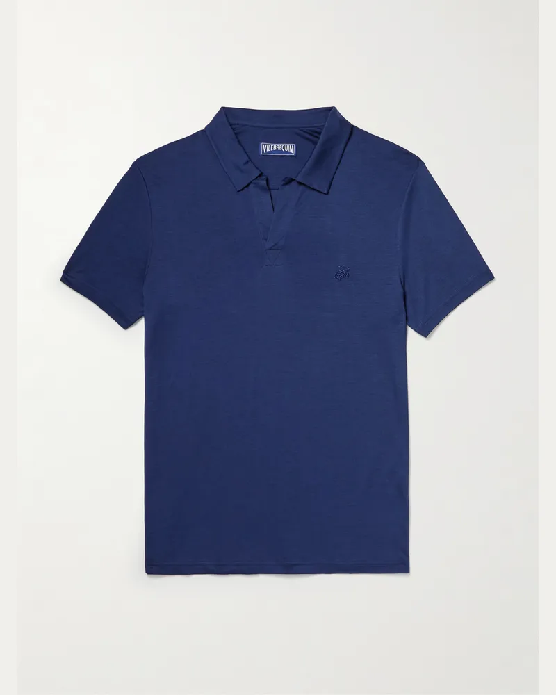 Vilebrequin Pirinol Polohemd aus Tencel™ Lyocell Blau