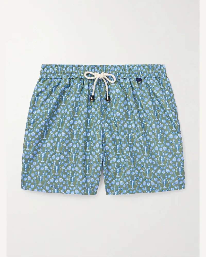 Rubinacci Gerade geschnittene mittellange Badeshorts mit Print Grün