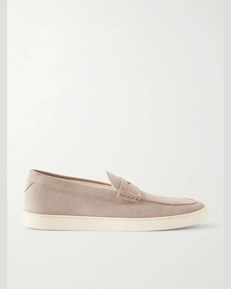 Brunello Cucinelli Suede Penny Loafers Gray