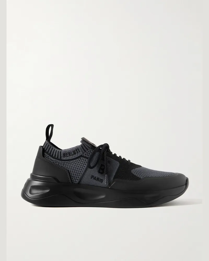 Berluti Shadow Sneakers aus beschichtetem Stretch-Strick mit Gummibesatz Grau