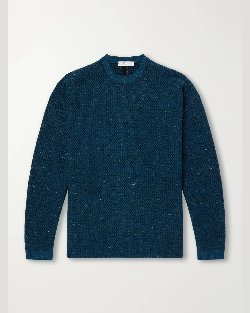 Inis Meáin Tonnta Merino Wool and Cashmere-Blend Sweater Blue