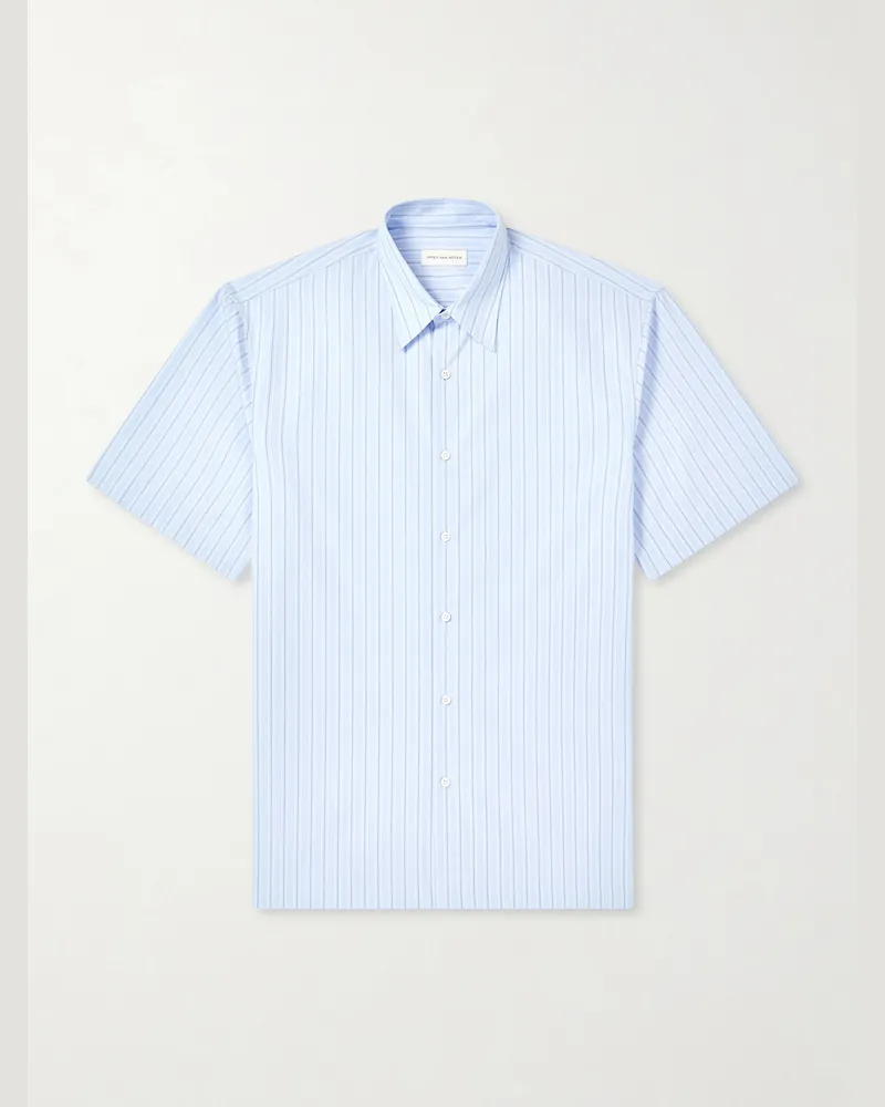 Dries van Noten Pinstriped Cotton-Poplin Shirt Blue