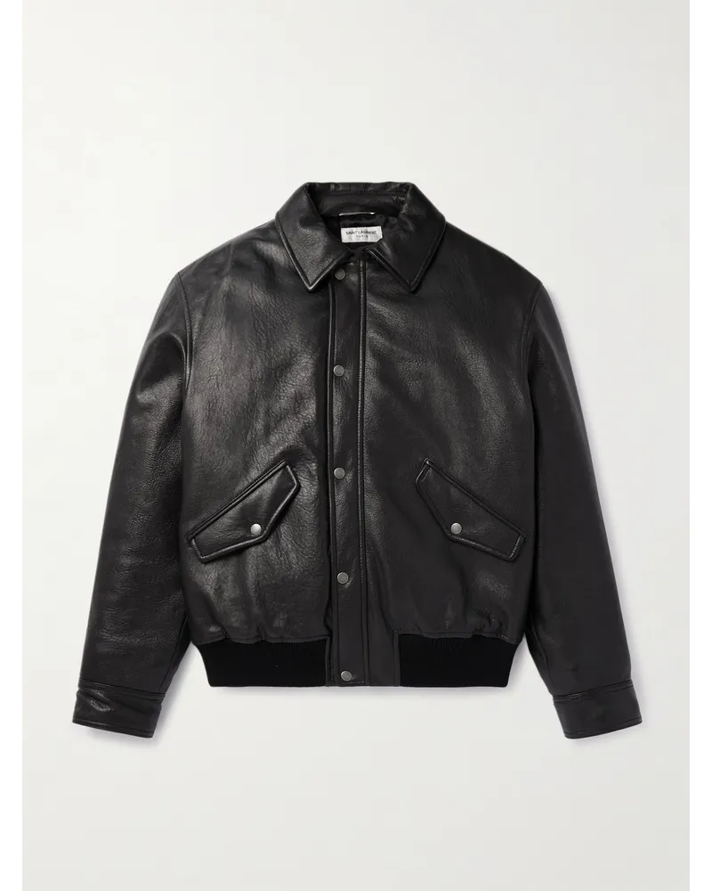 Saint Laurent Blouson aus Leder Schwarz