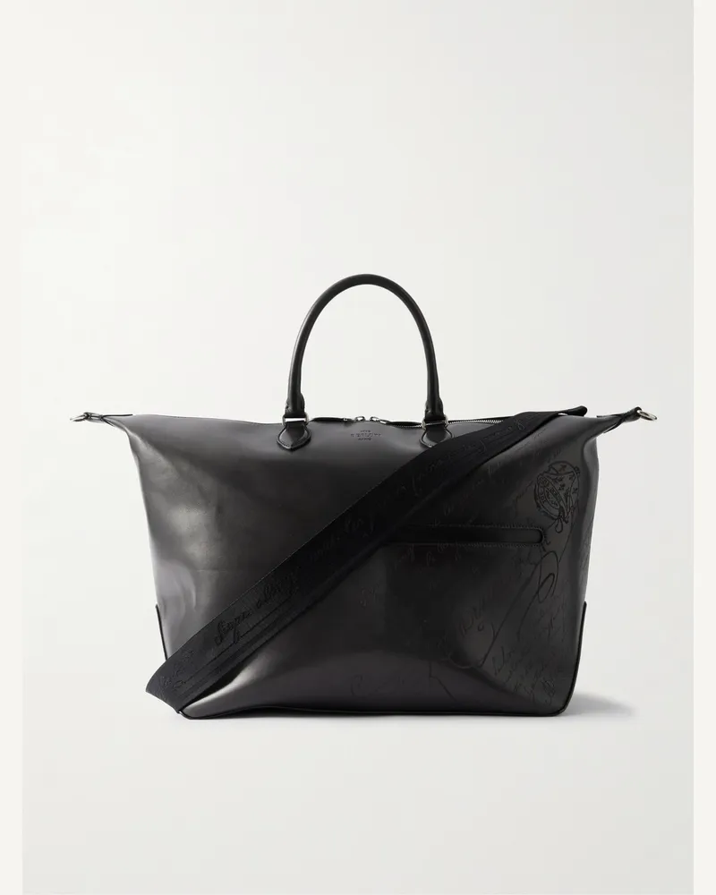 Berluti Toujours Scritto Weekender aus Venezia-Leder Schwarz