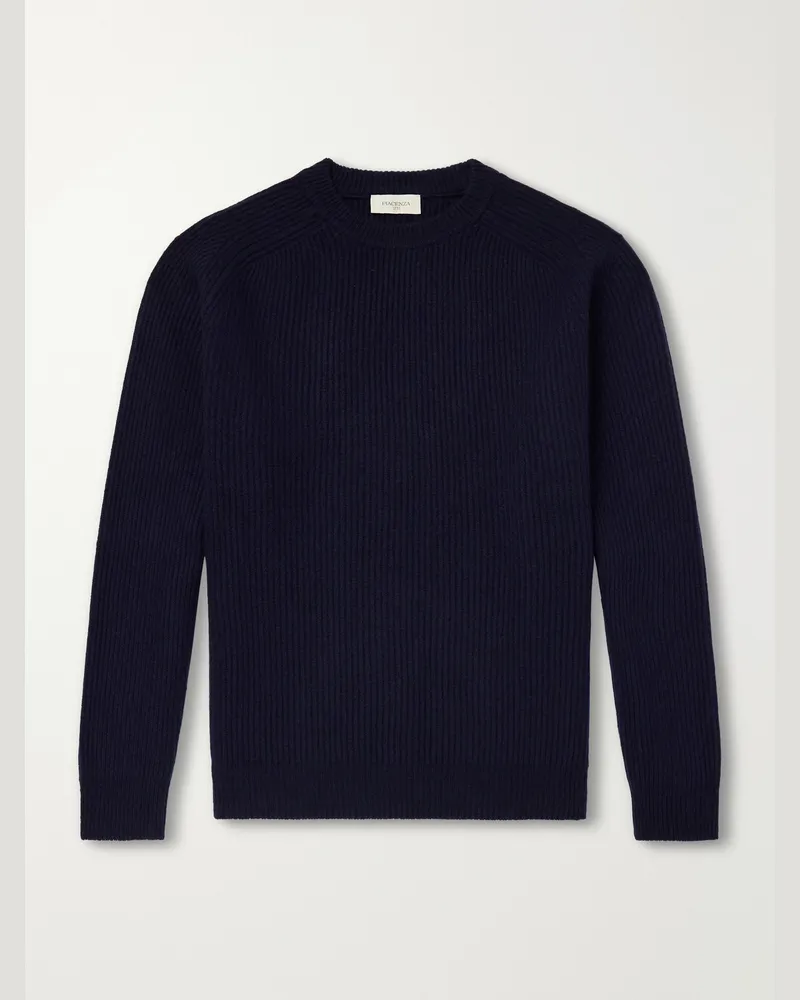 PIACENZA 1733 Ribbed Wool and Cashmere-Blend Sweater Blue