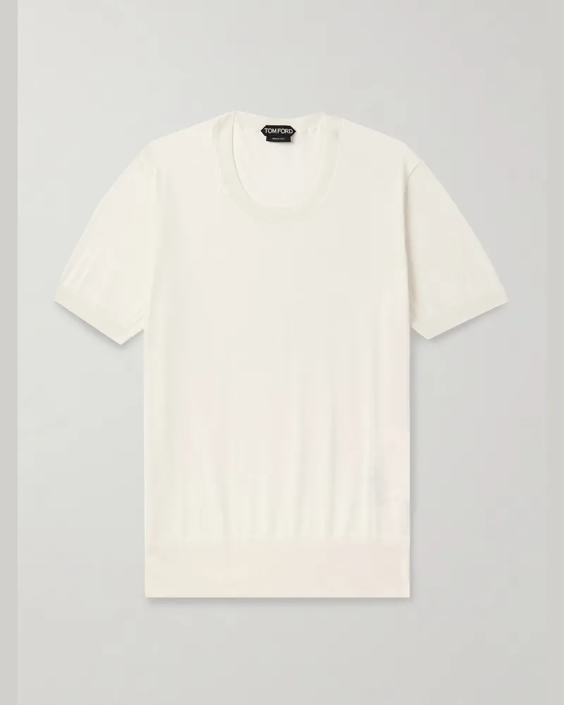 Tom Ford Schmal geschnittenes T-Shirt aus Baumwolle Weiß