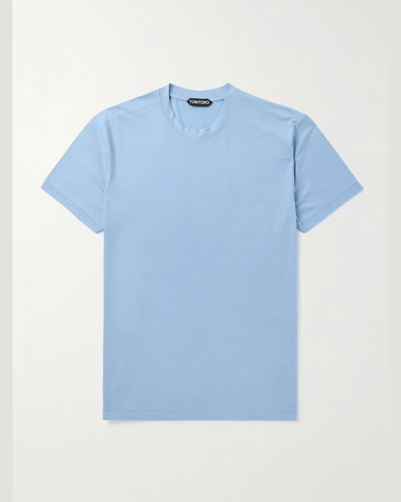 Tom Ford T-Shirt aus Jersey aus einer Lyocell-Baumwollmischung Blau