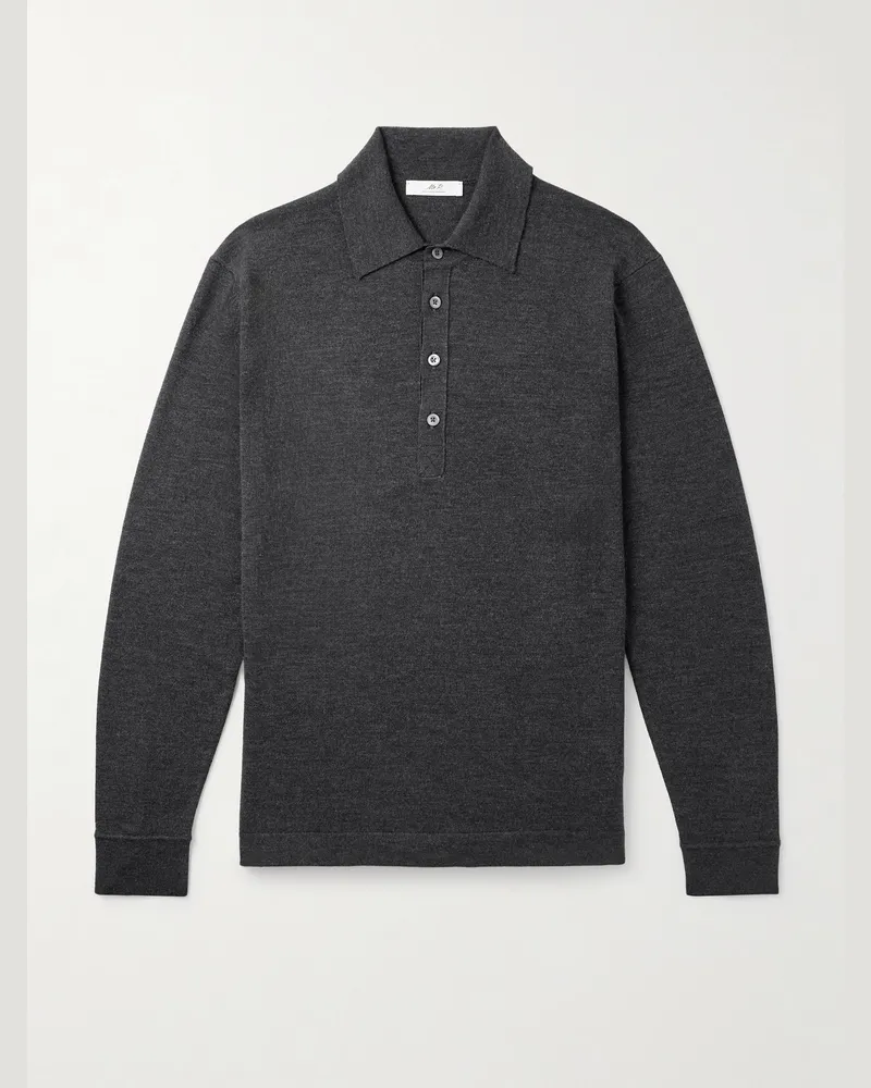MR P. Pullover aus Merinowolle mit Polokragen Grau
