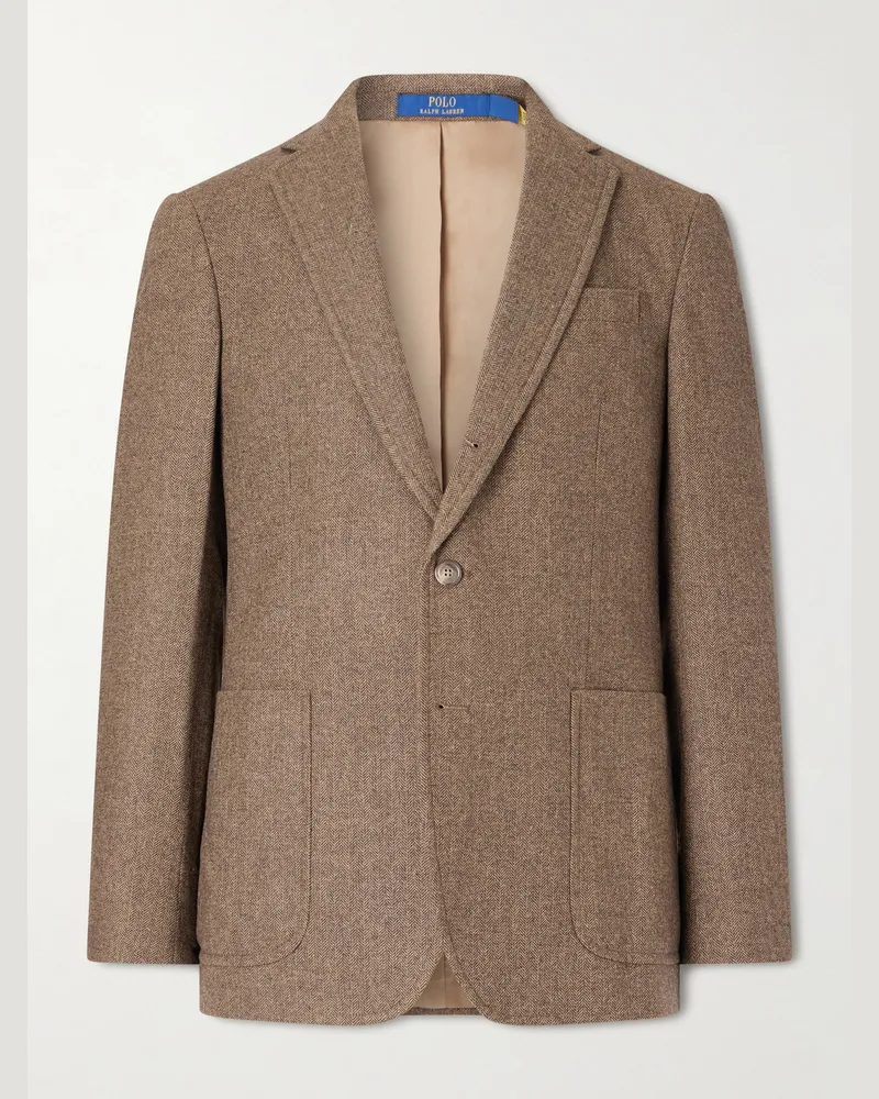 Ralph Lauren Sakko aus Tweed mit Fischgratmuster Braun
