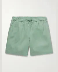 De Bonne Facture Easy gerade geschnittene Shorts aus Leinen mit Kordelzugbund Grün