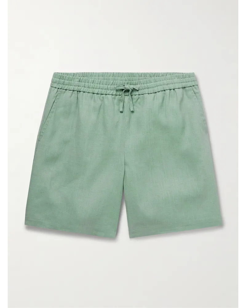 De Bonne Facture Easy gerade geschnittene Shorts aus Leinen mit Kordelzugbund Grün