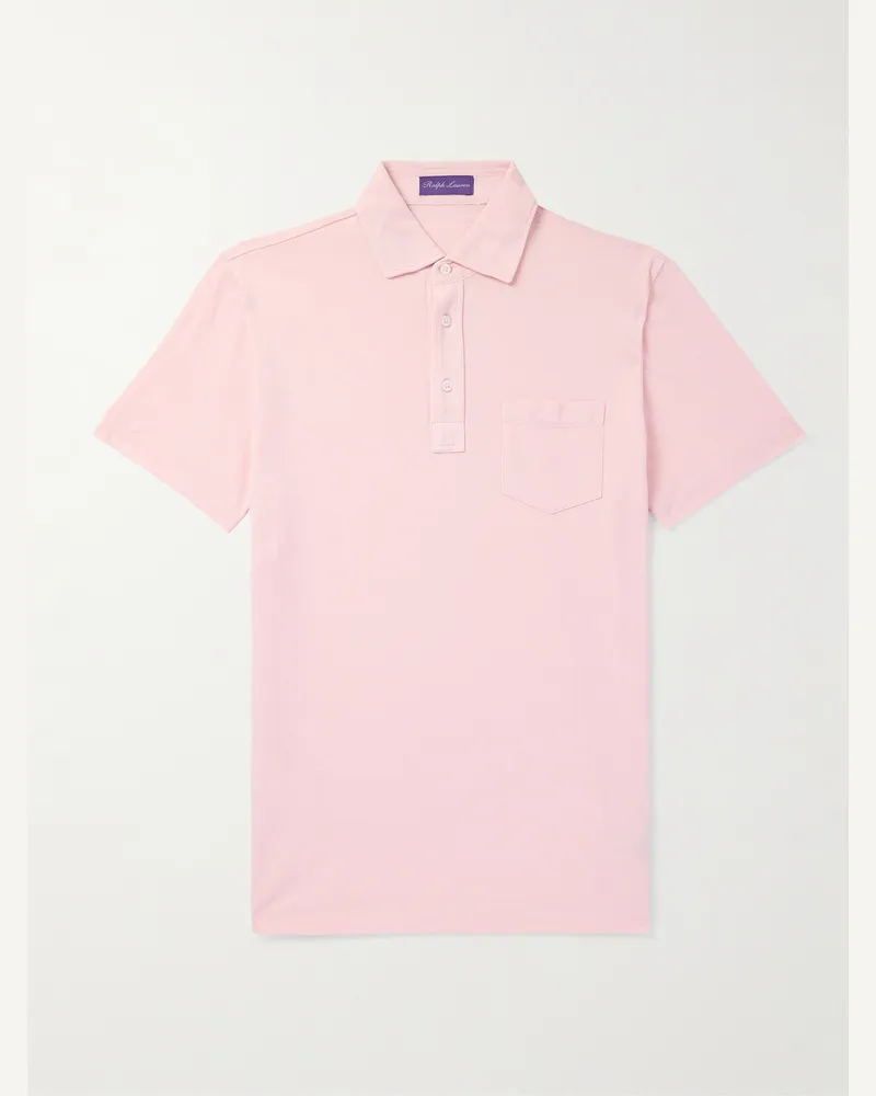 Ralph Lauren Schmal geschnittenes Polohemd aus Baumwoll-Piqué mit Logostickerei Pink