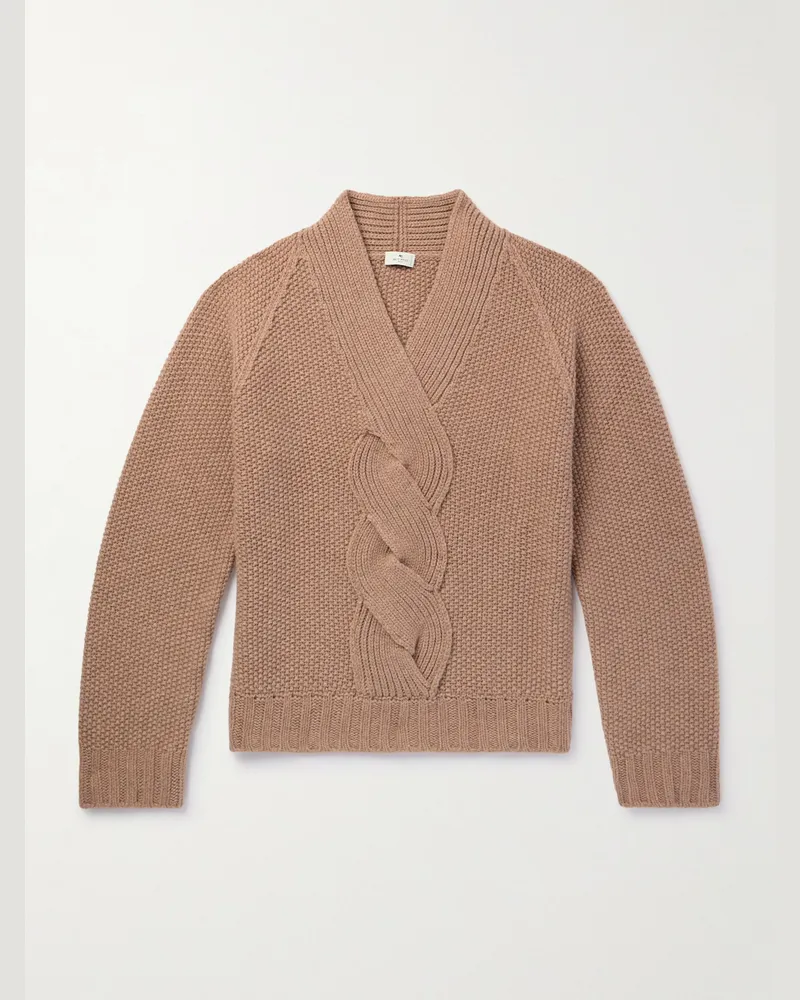 Etro Pullover aus Wolle in Zopfstrick Neutral