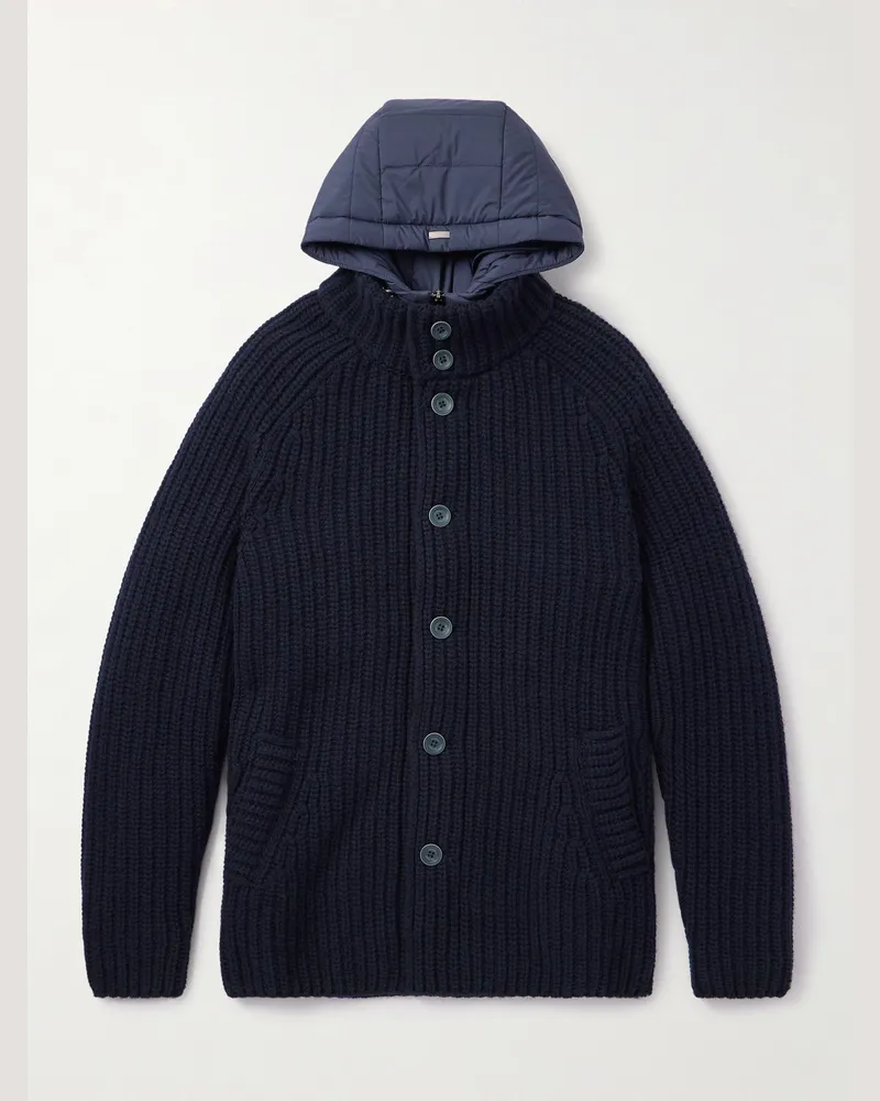 Herno Jacke aus Schurwolle mit Kapuze und Futter aus wattiertem Shell Blau