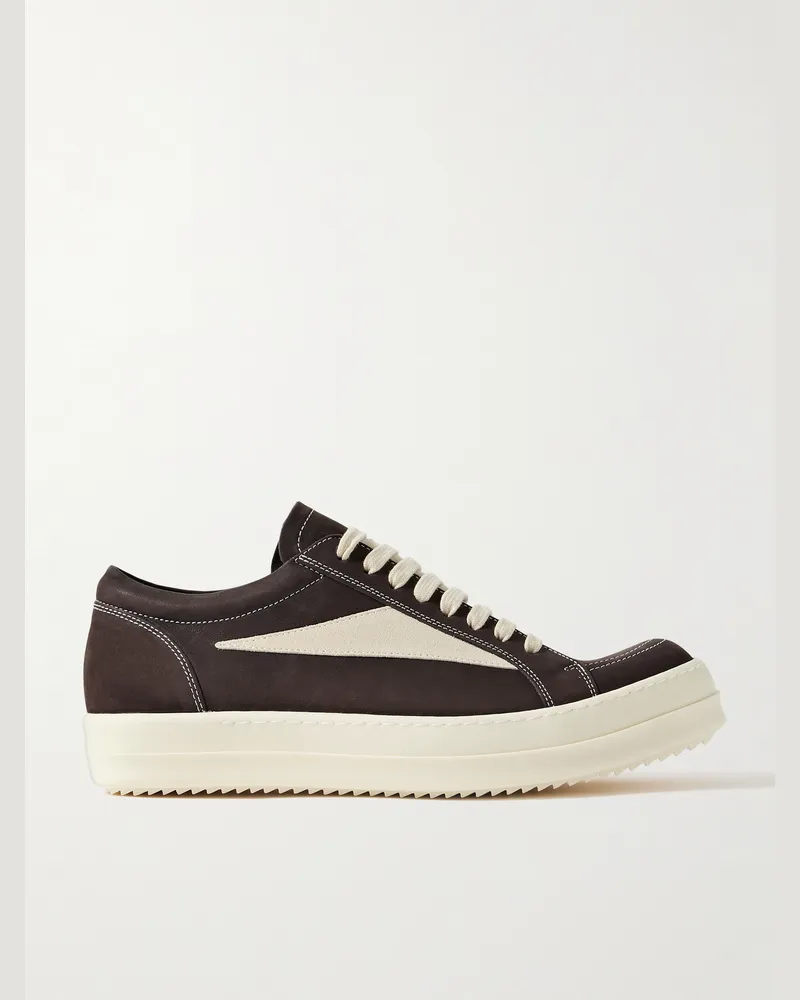 Rick Owens Vintage Sneakers aus Nubukleder mit Velourslederbesatz Braun