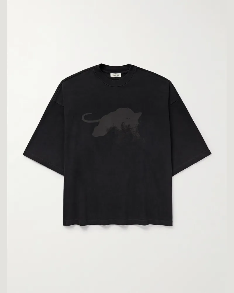 Fear of God Les Panteres Oversized-T-Shirt aus Baumwoll-Jersey mit Print Schwarz