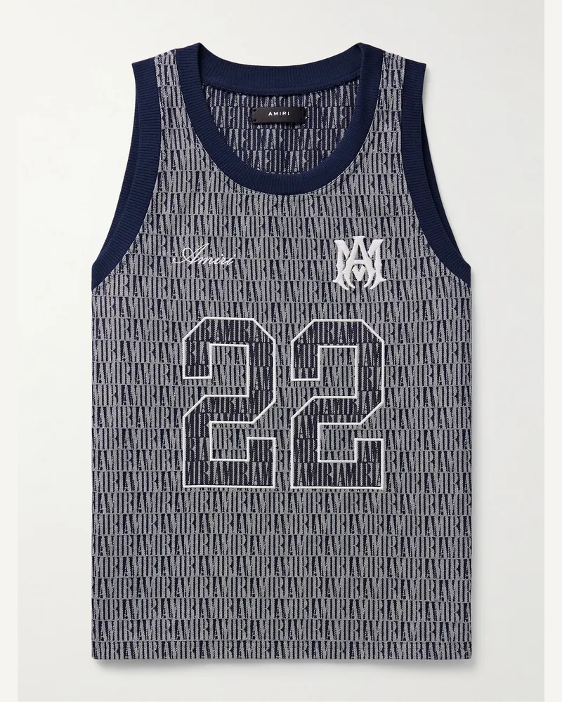 Amiri Logo-Embroidered Cotton-Jacquard Tank Top Black