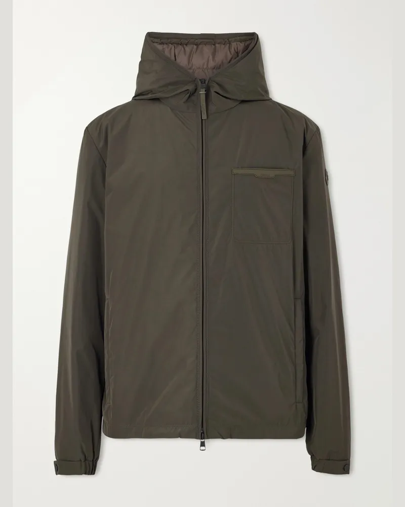 Moncler Austerin Leather-Trimmed Aquaflect Shell Down Jacket Green