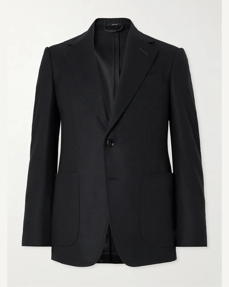 Tom Ford Shelton Brushed Wool and Cashmere-Blend Blazer Black
