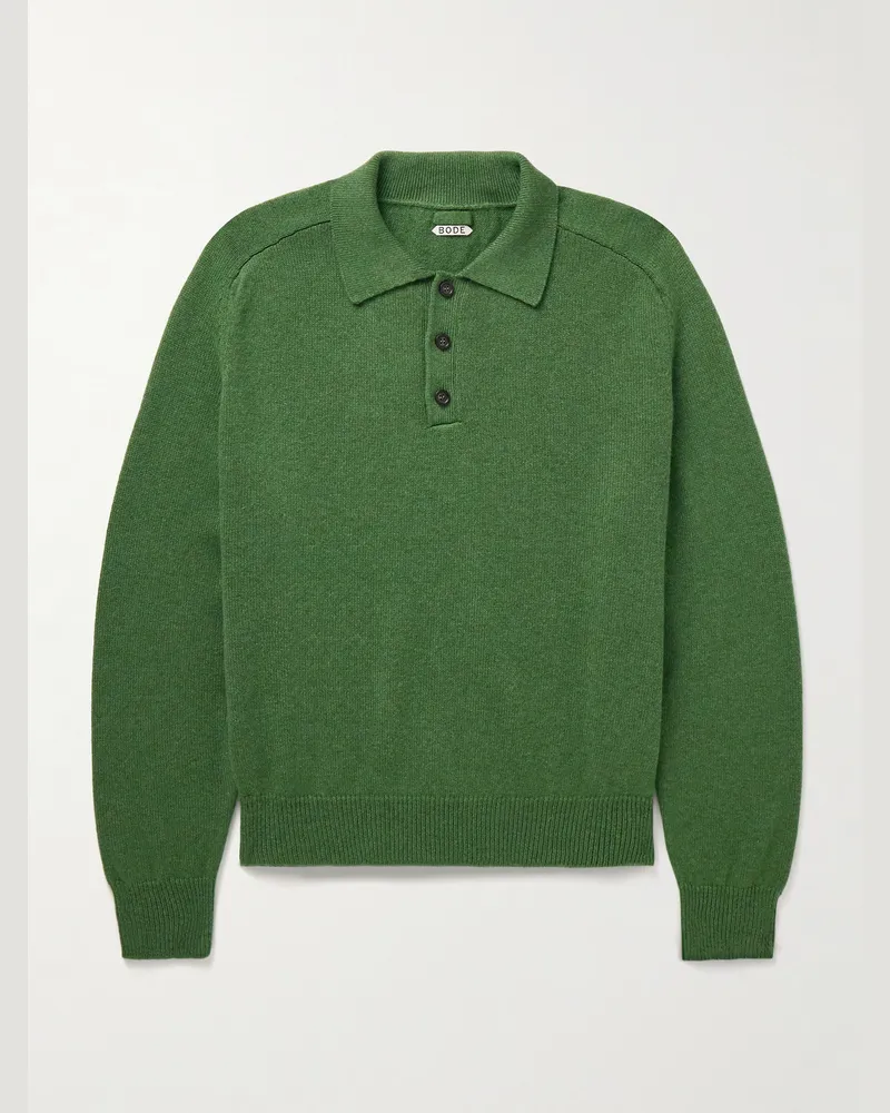 BODE Pullover aus Kaschmir mit Polokragen Grün