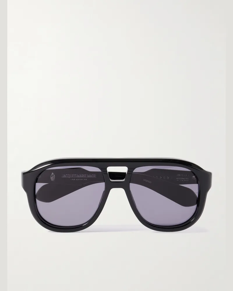 Jacques Marie Mage Jasper Pilotensonnenbrille aus Azetat Schwarz