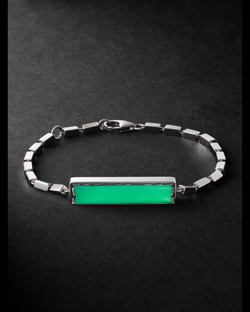 Suzanne Kalan 18-Karat White Gold, Chalcedony and Diamond Bracelet Green
