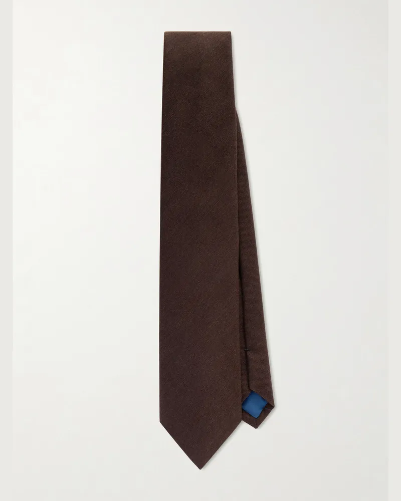 MR P. 8cm Wool and Silk-Blend Twill Tie Brown