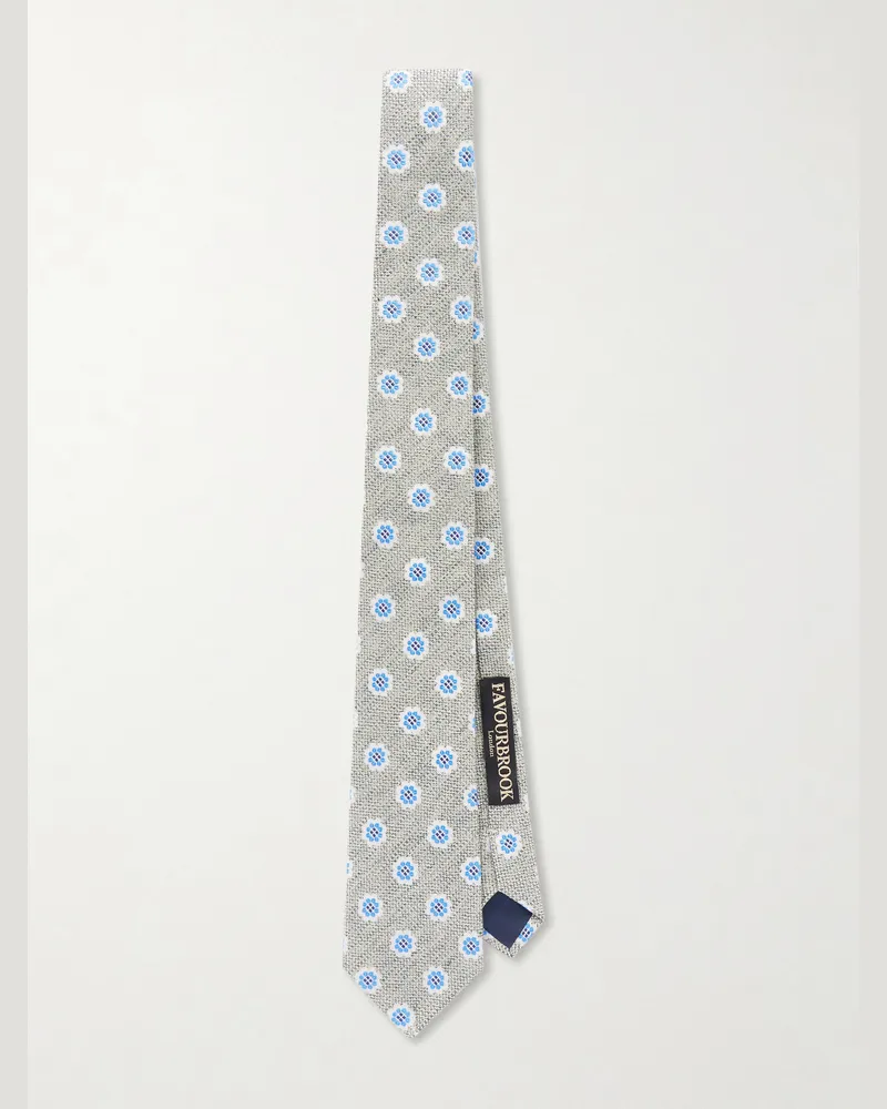 Favourbrook Selworthy Krawatte aus Jacquard aus einer Baumwoll-Seidenmischung, 8 cm Grün