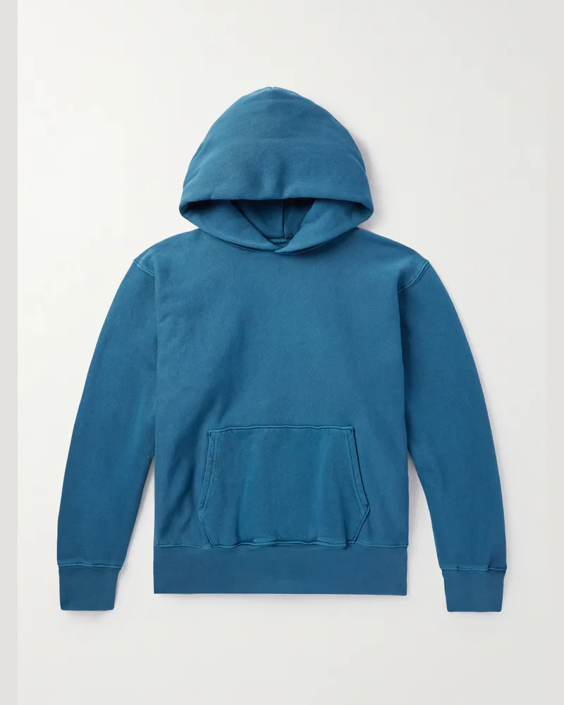LES TIEN Hoodie aus Baumwoll-Jersey in Stückfärbung Blau