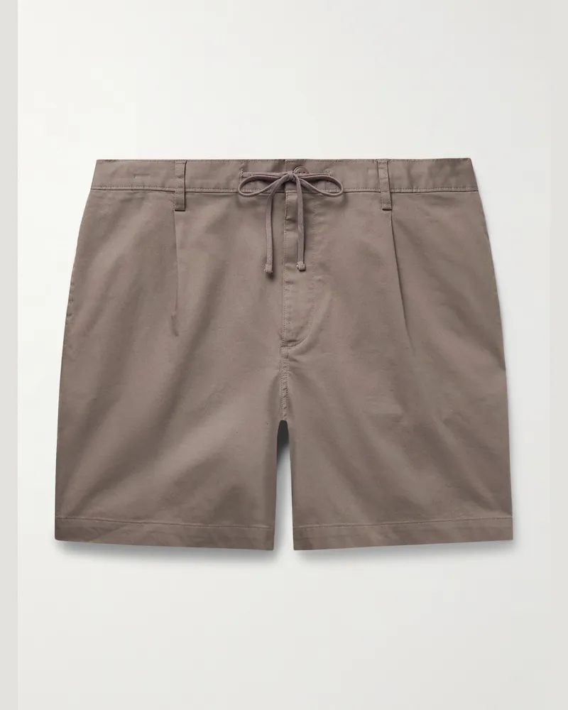 Onia Schmal und gerade geschnittene Shorts aus Stretch-Baumwolle mit Kordelzugbund und Falten in Stückfärbung Braun